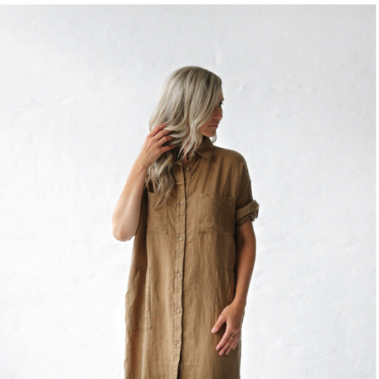 Baltic Linen Maxi Dress – Beige