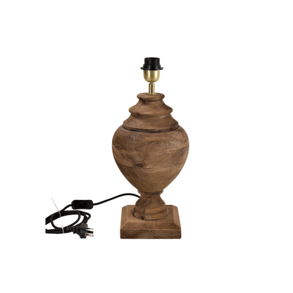 Mango Wood Banded Urn Lamp With Shade