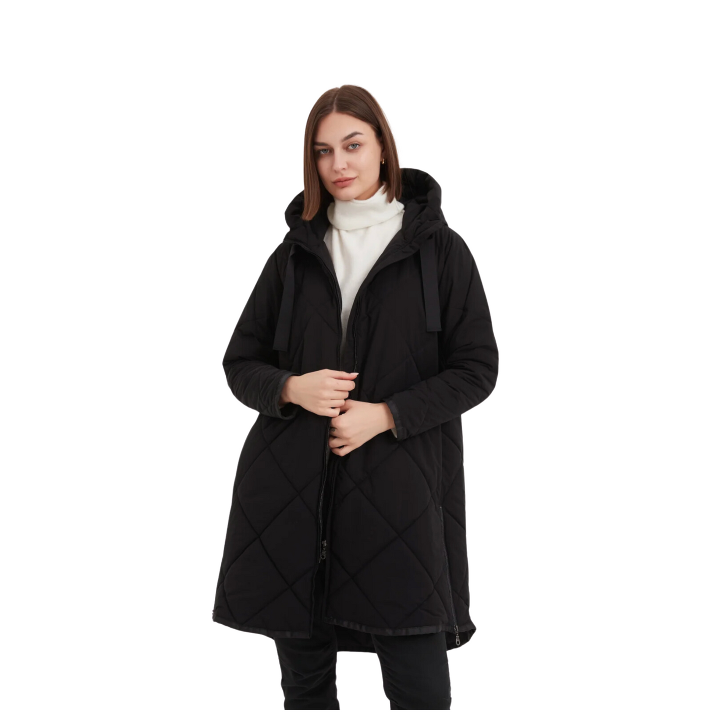 Zip Hem Coat – Black