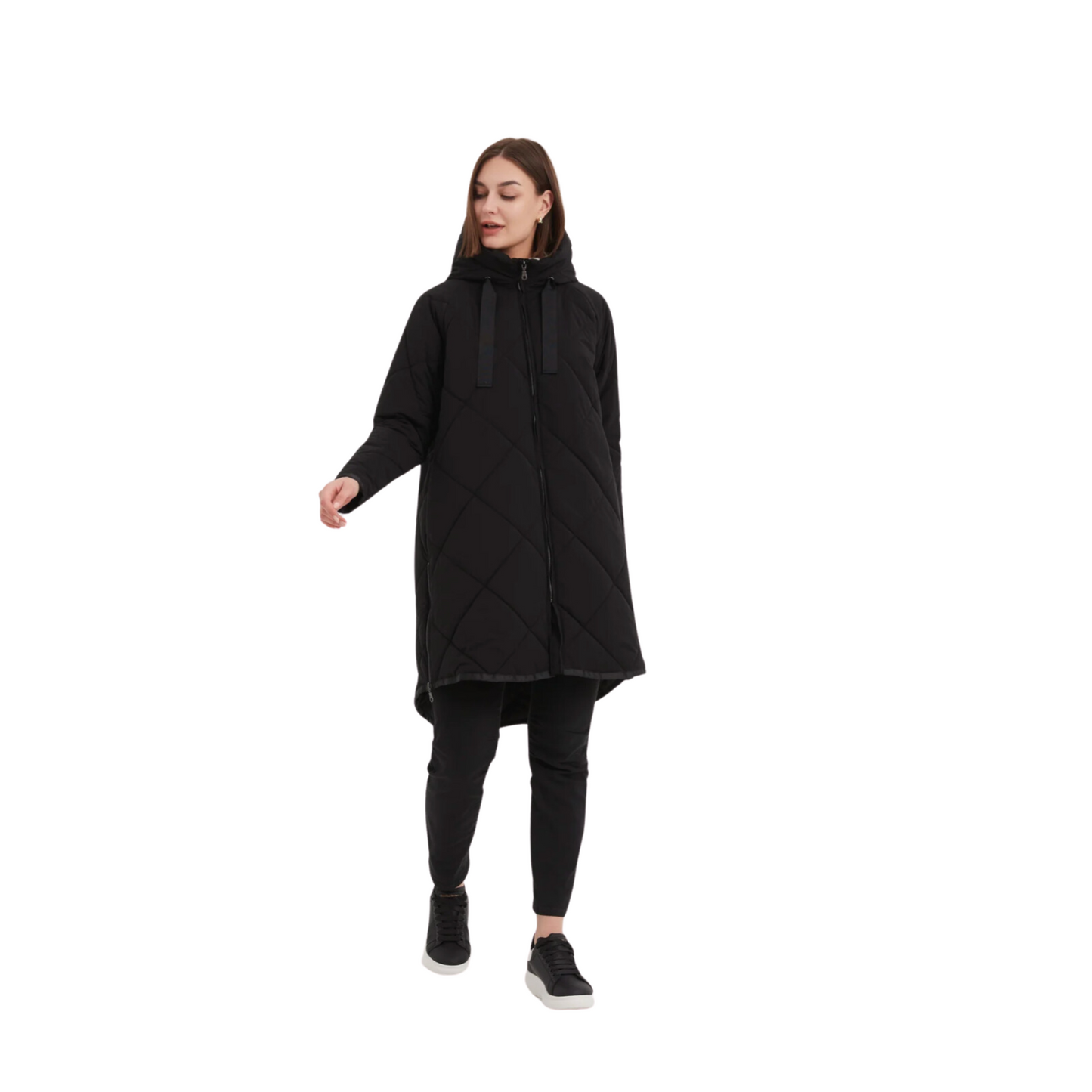 Zip Hem Coat – Black