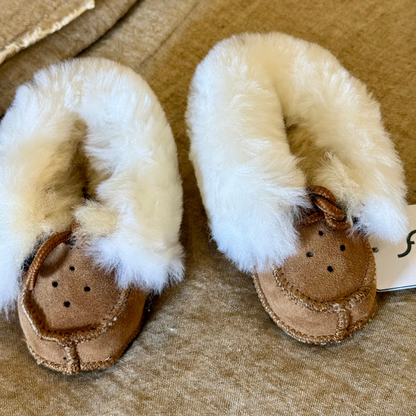 Sheepskin Baby Booties – Walnut