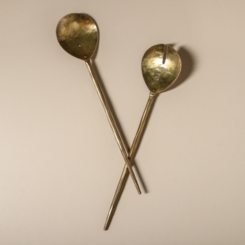 Antique Brass Salad Server