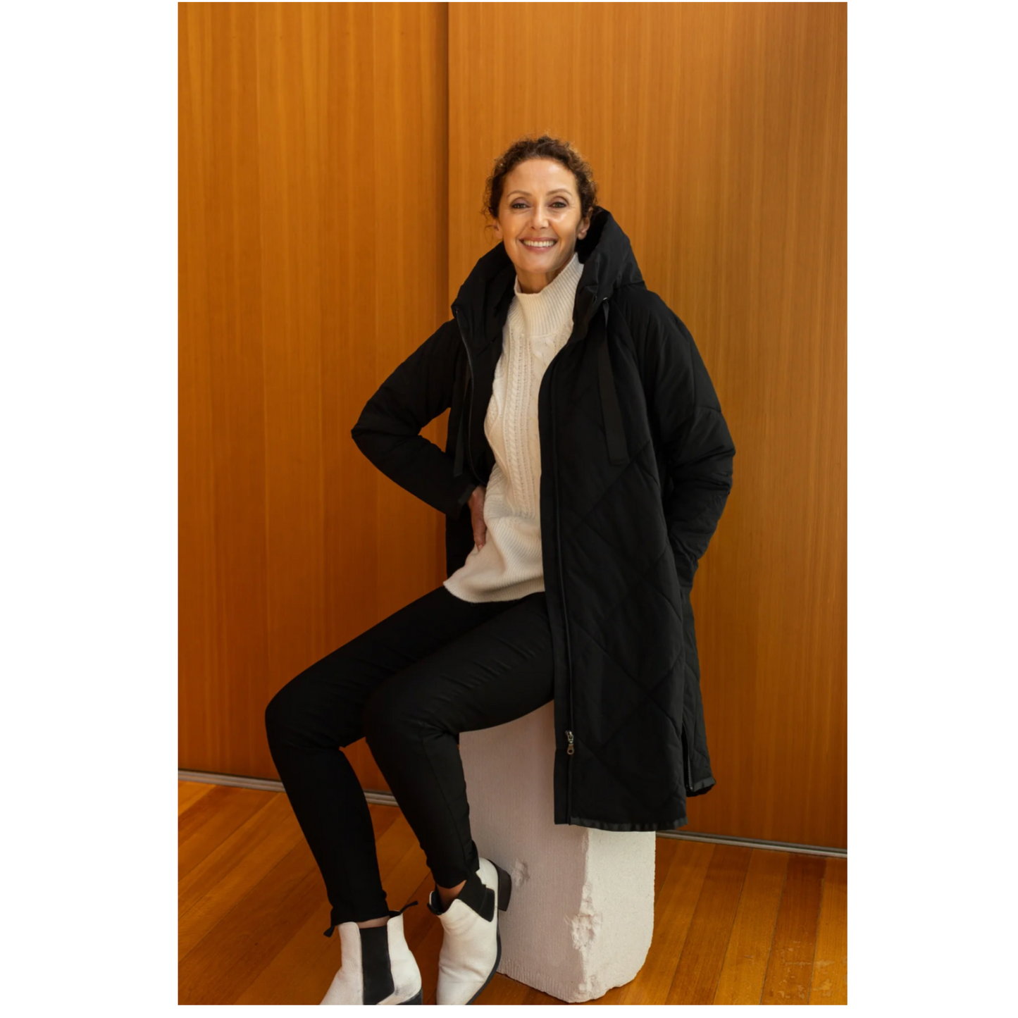 Zip Hem Coat – Black