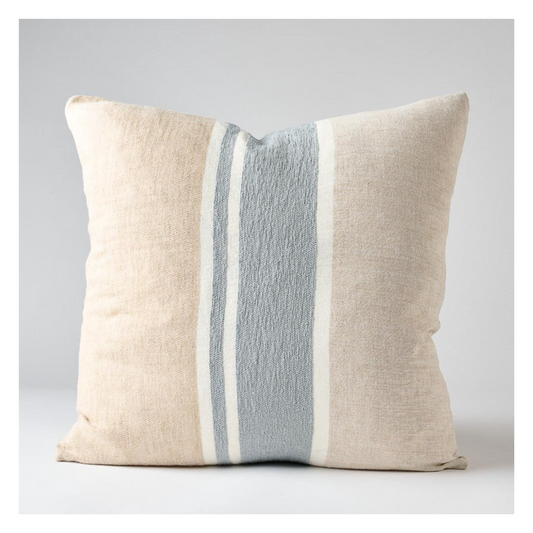 Natural And Blue Stripe Linen Cushion