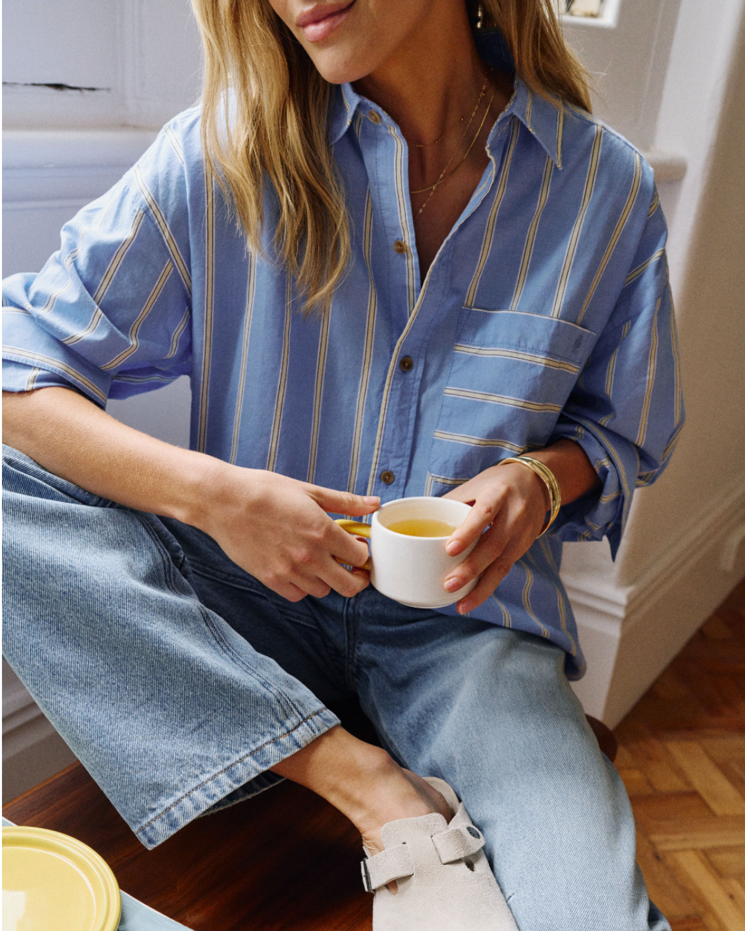 Peta Oversized Shirt – Butter Yellow Stripe
