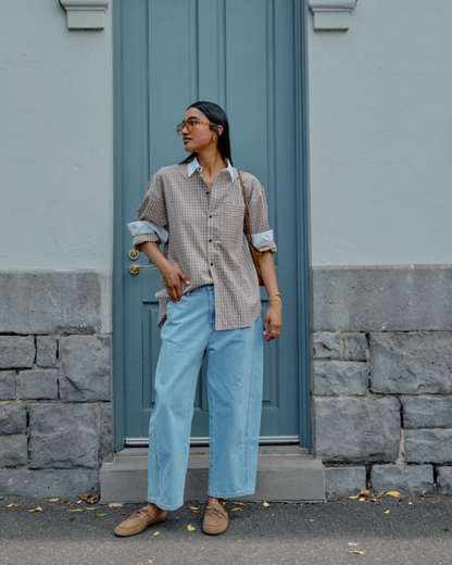 Peta Oversized Shirt – Toffee Check