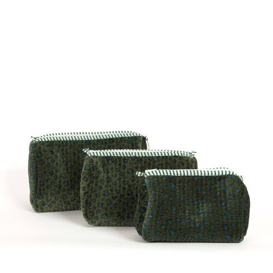 Leopard Gren Velvet Pouches