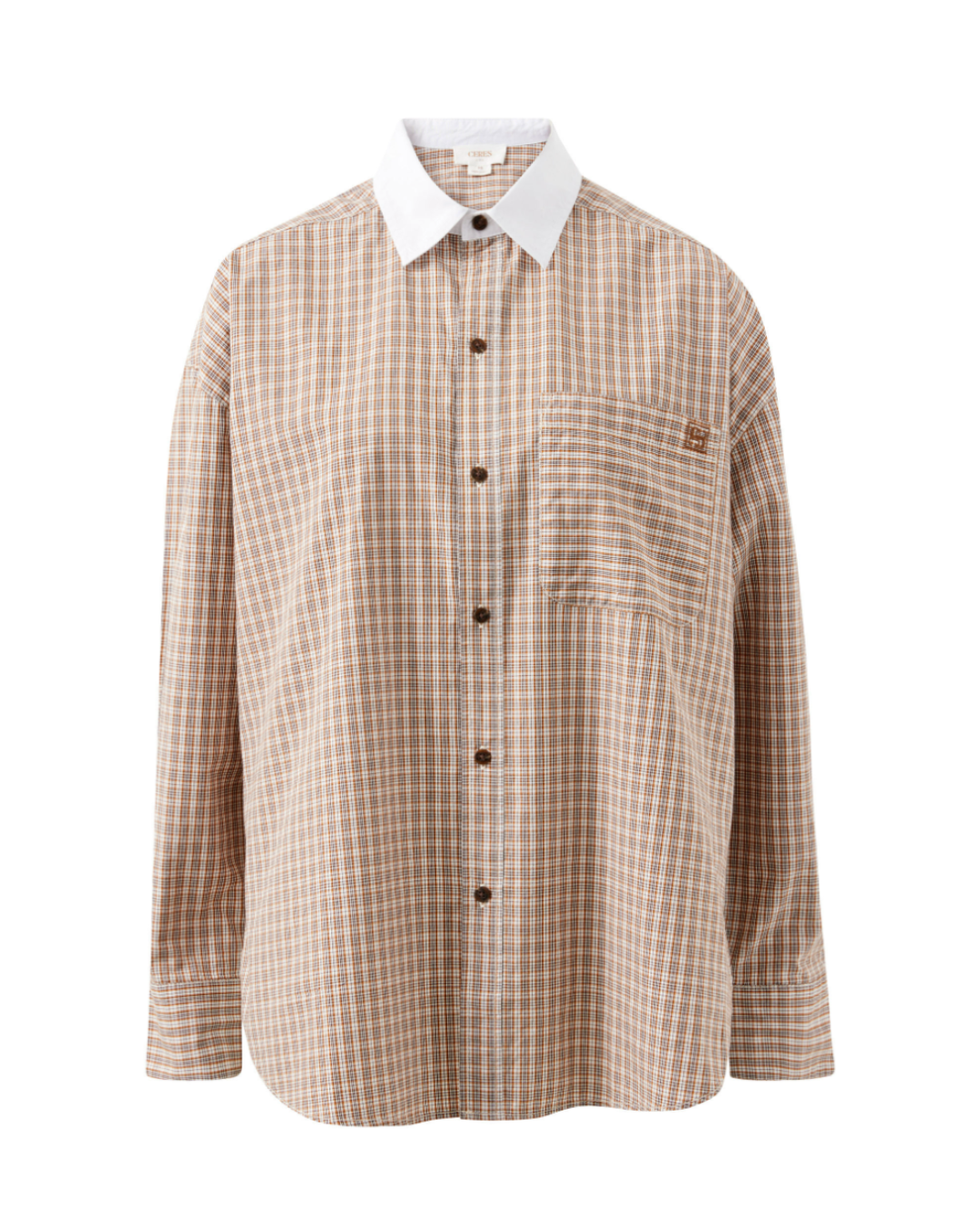 Peta Oversized Shirt – Toffee Check