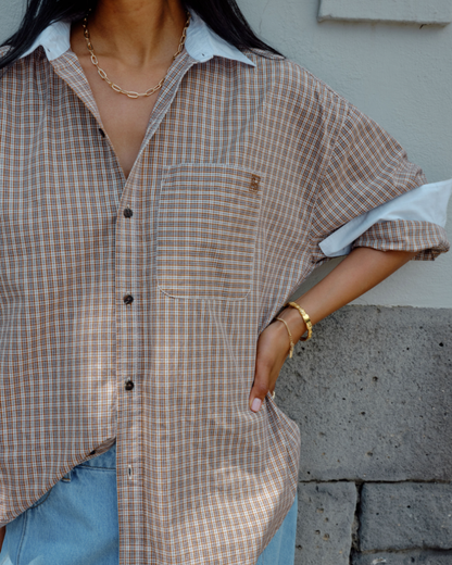 Peta Oversized Shirt – Toffee Check