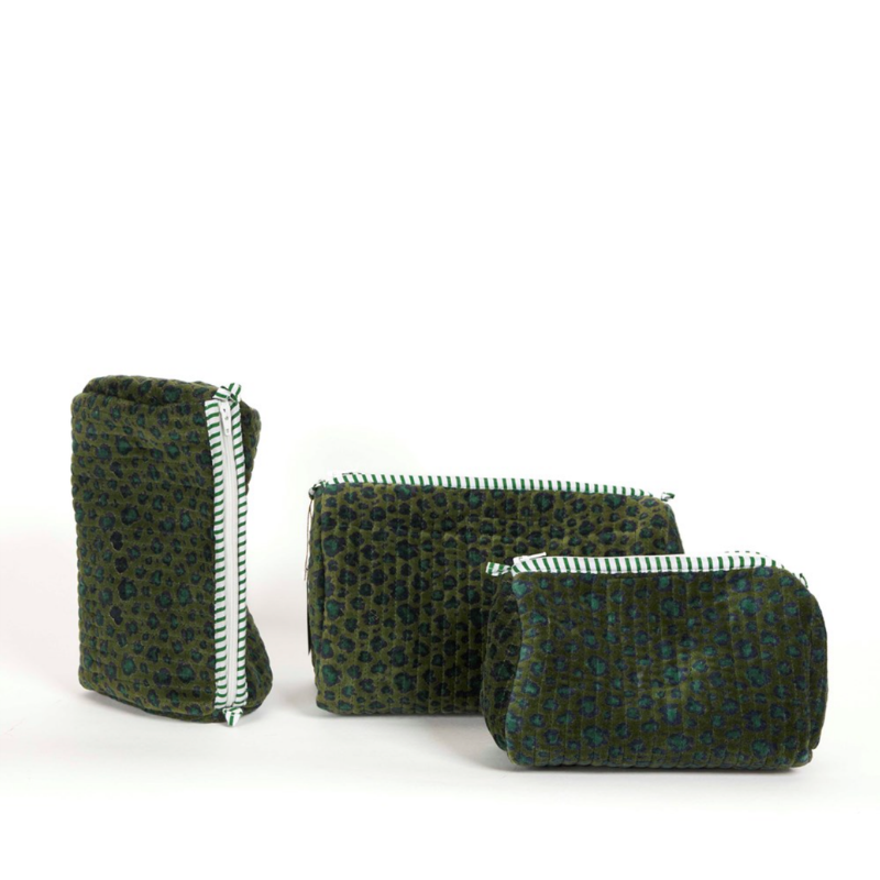 Leopard Gren Velvet Pouches