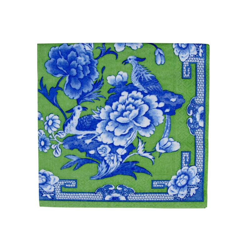 Caspari Green And Blue Plate Dinner Napkins