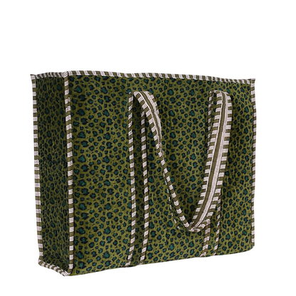 Green Leopard Velvet Tote