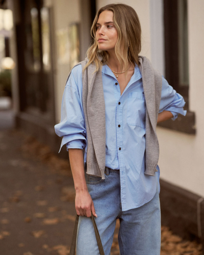 Peta Oversized Shirt – Sky Blue
