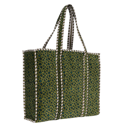 Green Leopard Velvet Tote
