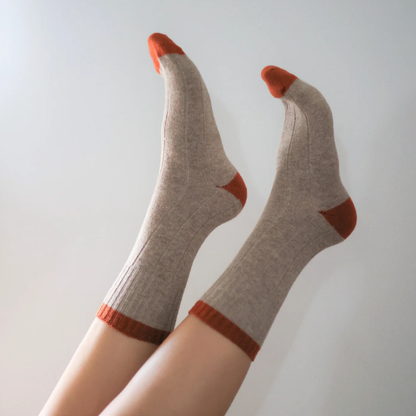 Merino Wool Socks – Beige And Orange
