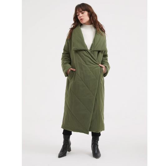 Longline Wrap Coat – Dark Olive