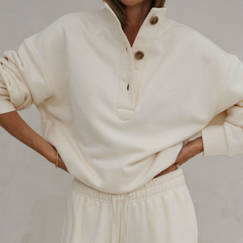 Marli Button Sweat – Marshmallow