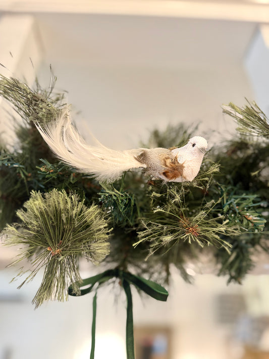 White Clip On Christmas Bird