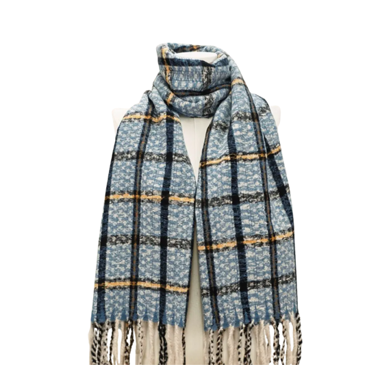Blue Houndstooth Scarf