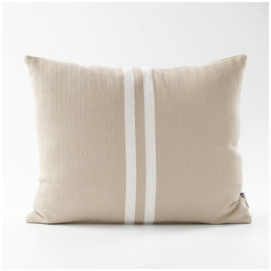 Natural Cushion With White Stripe