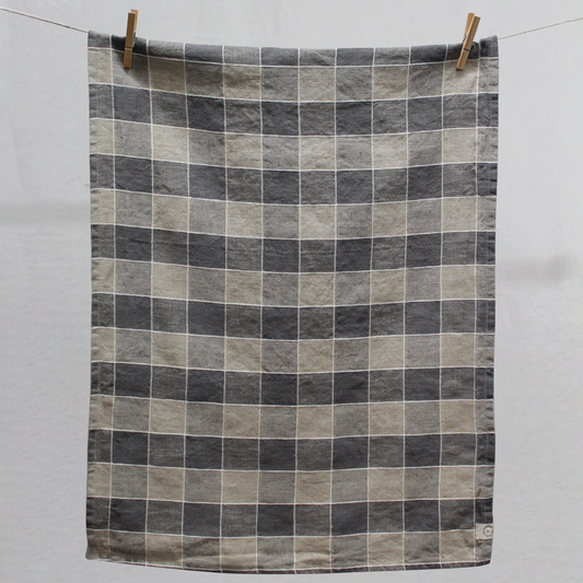 Gingham Linen Tea Towel – Granite