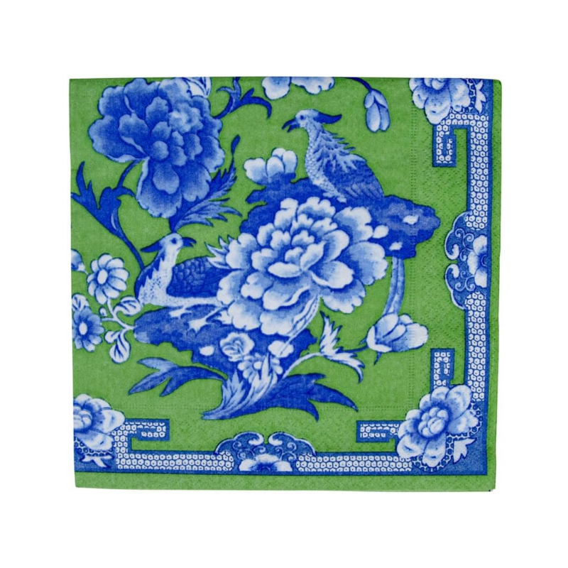 Caspari Green And Blue Plate Dinner Napkins
