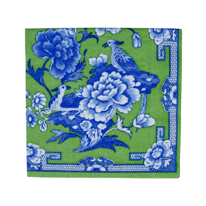 Caspari Green And Blue Plate Dinner Napkins