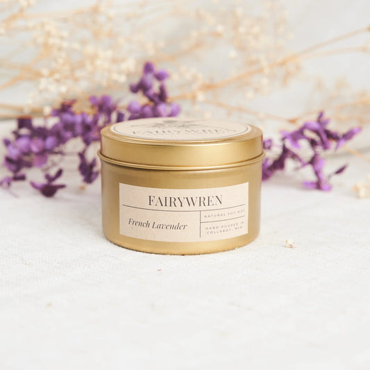 French Lavender Gold Tin Candle