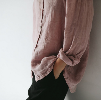 Baltic Linen Shirt – Dusty Pink