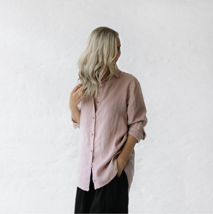 Baltic Linen Shirt – Dusty Pink